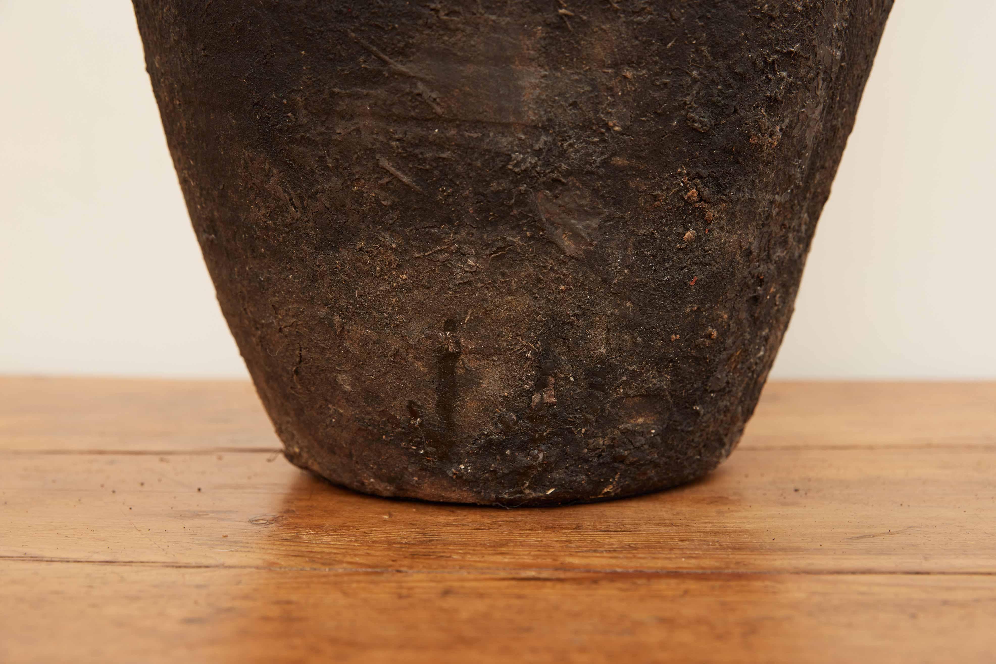 19th Century Vintage Medium Black Olive Pot For Sale