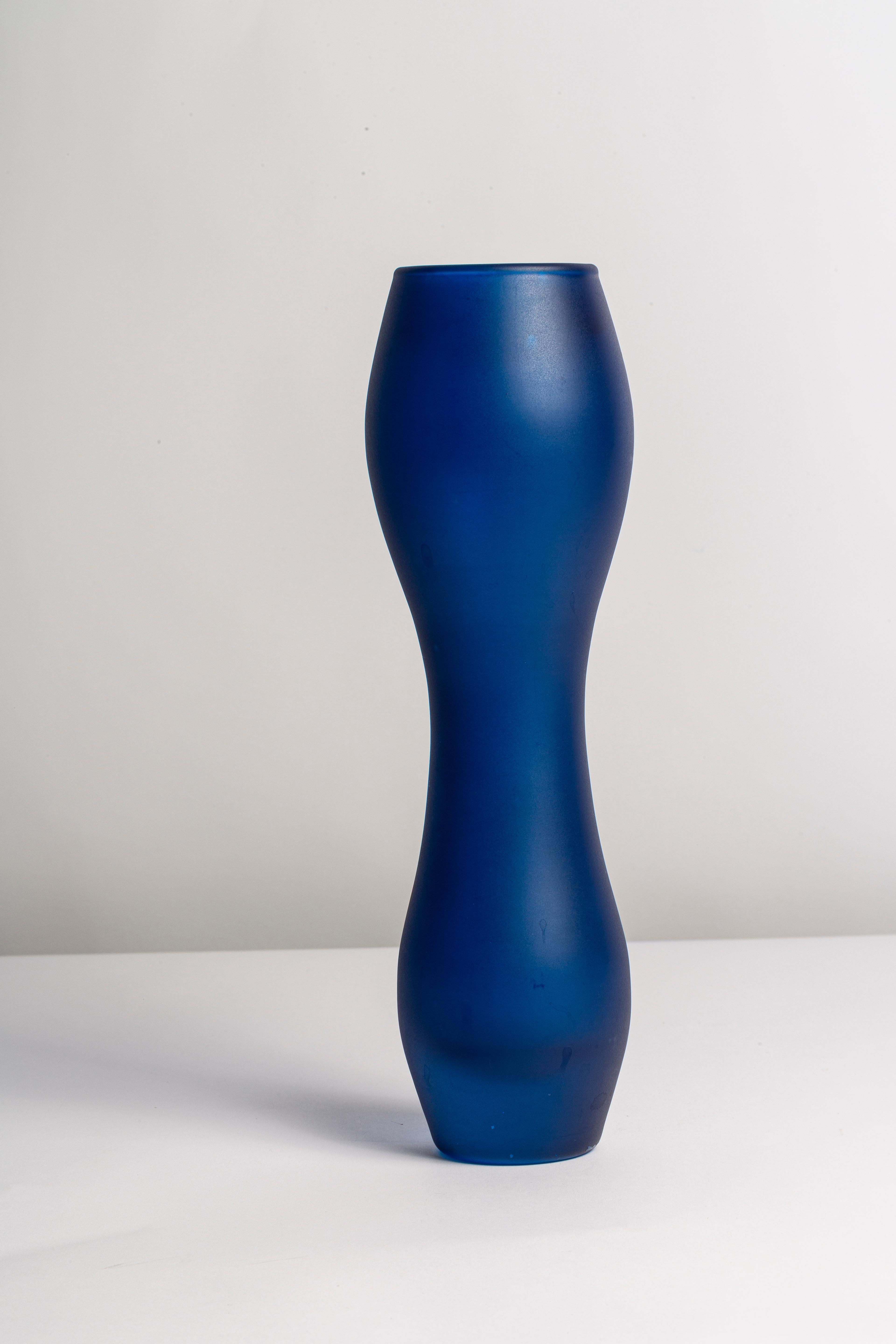 Czech Vintage Medium Blue Vase, 20th Century, Europe, 1960s For Sale