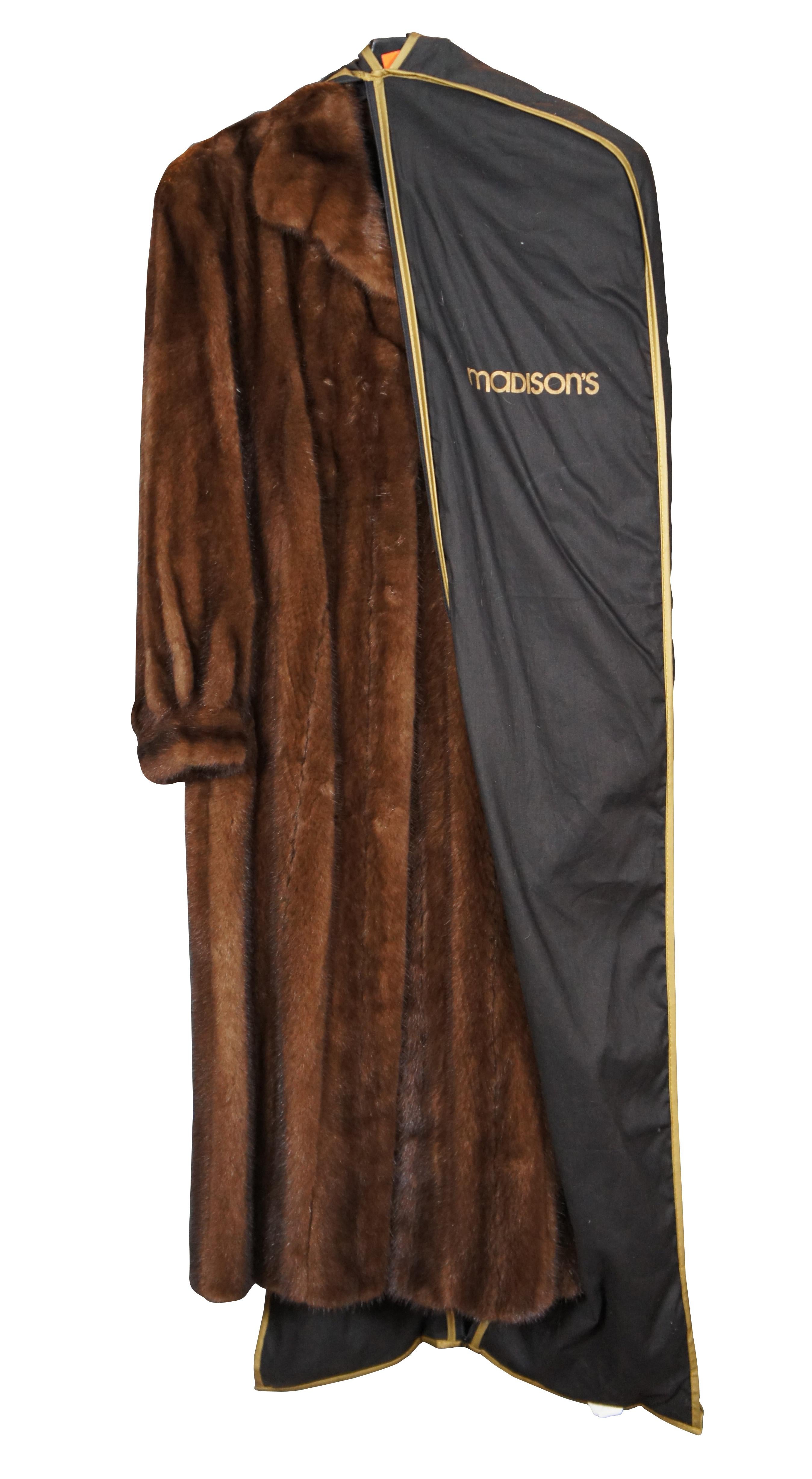 Vintage Medium Brown Full Length Mink Fur Coat Womens Jacket In Good Condition For Sale In Dayton, OH