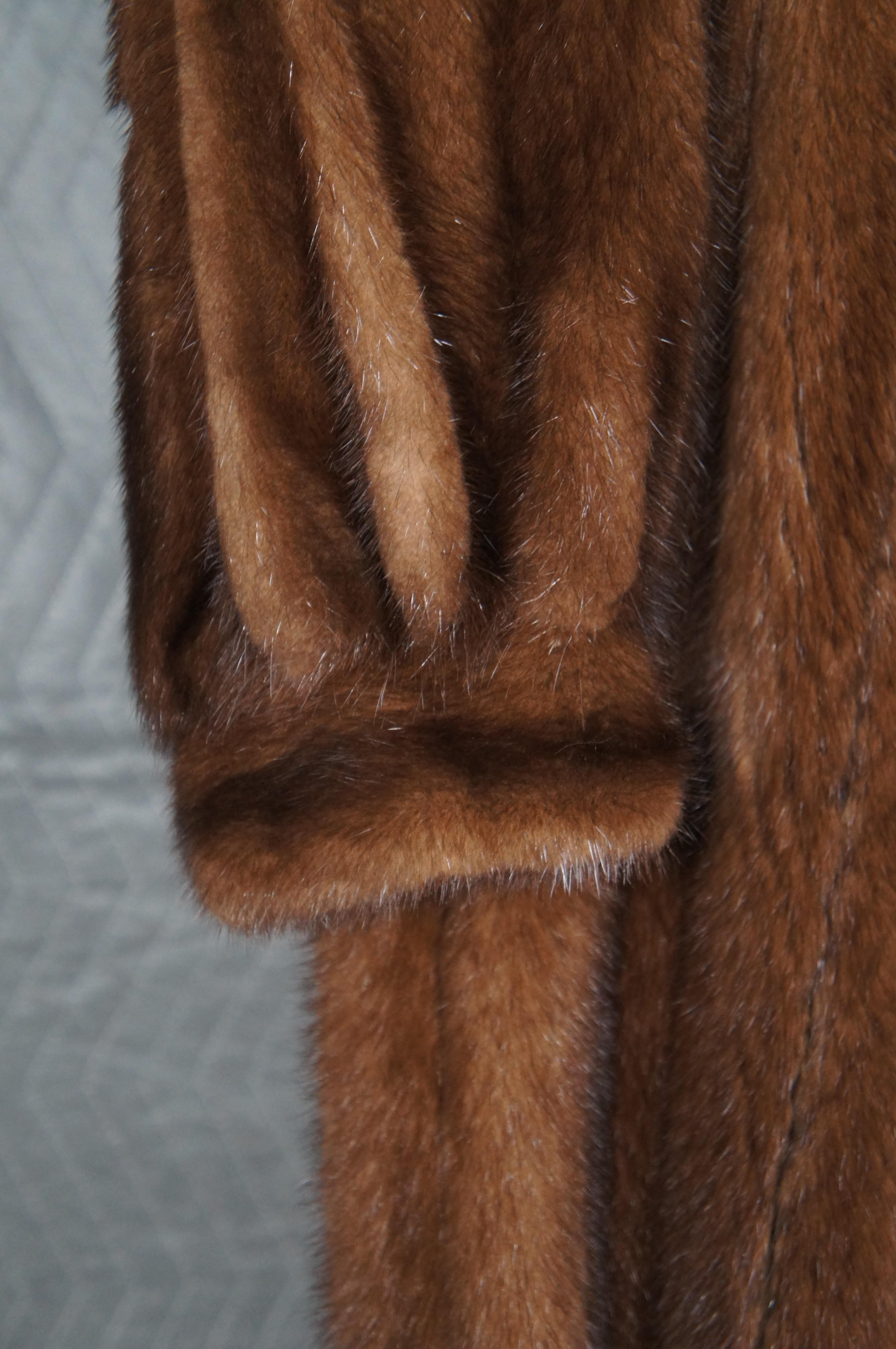 Vintage Medium Brown Full Length Mink Fur Coat Womens Jacket For Sale 1