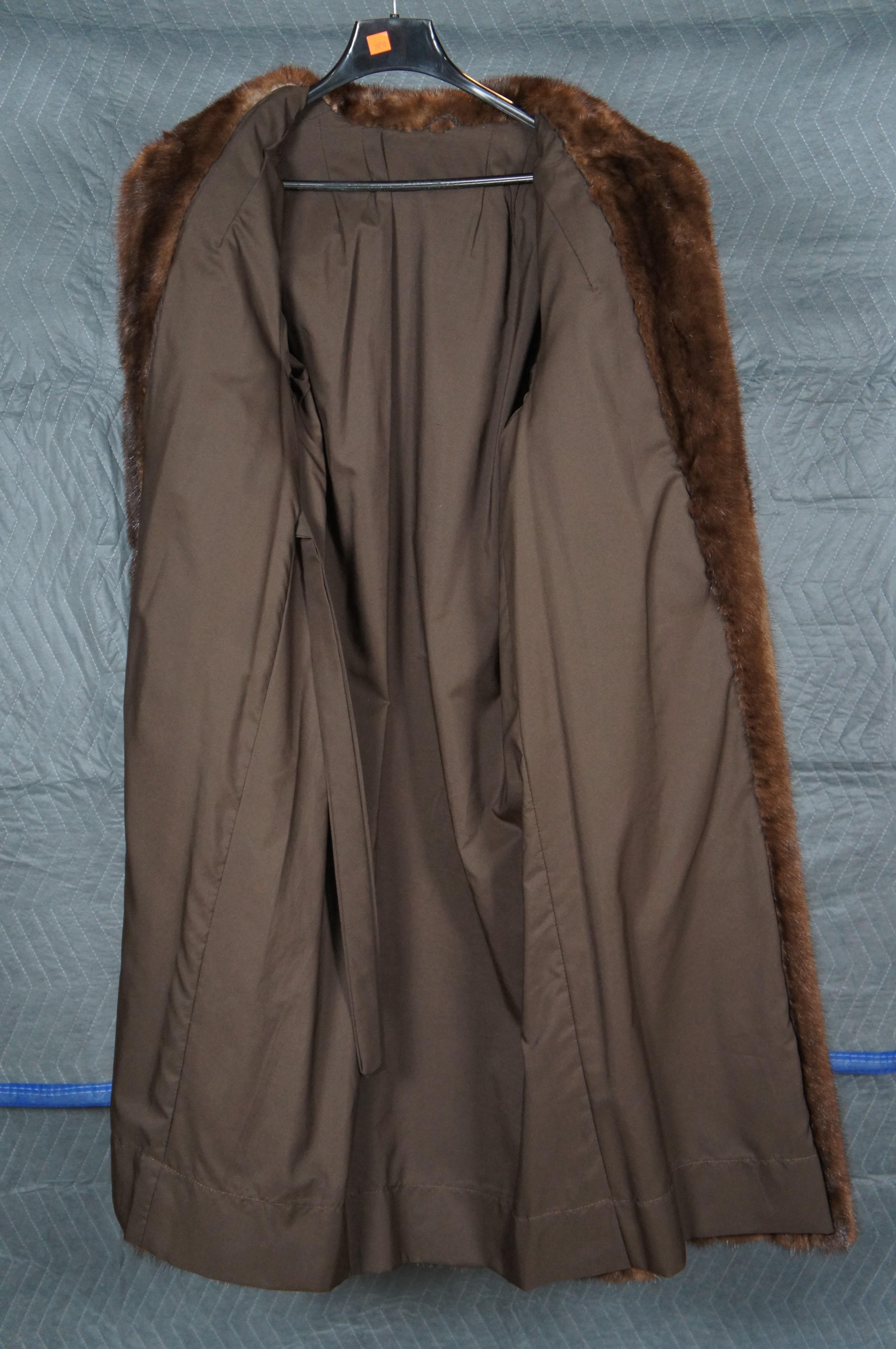 Vintage Medium Brown voller Länge Nerz Pelz Mantel Damen Jacke 48