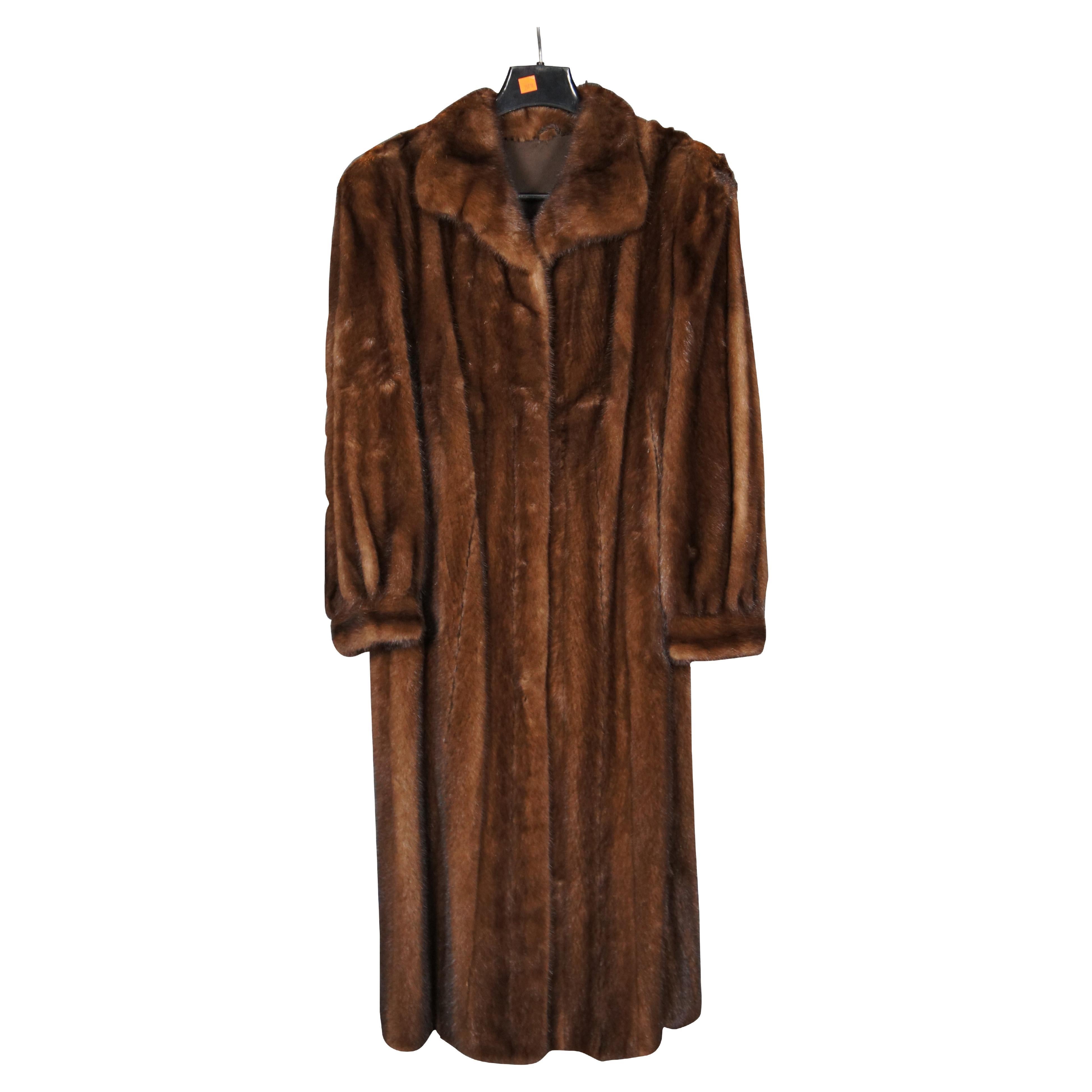 Vintage Medium Brown voller Länge Nerz Pelz Mantel Damen Jacke 48"