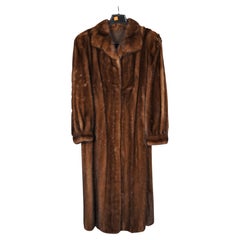 Vintage Medium Brown Full Length Mink Fur Coat Womens Jacket