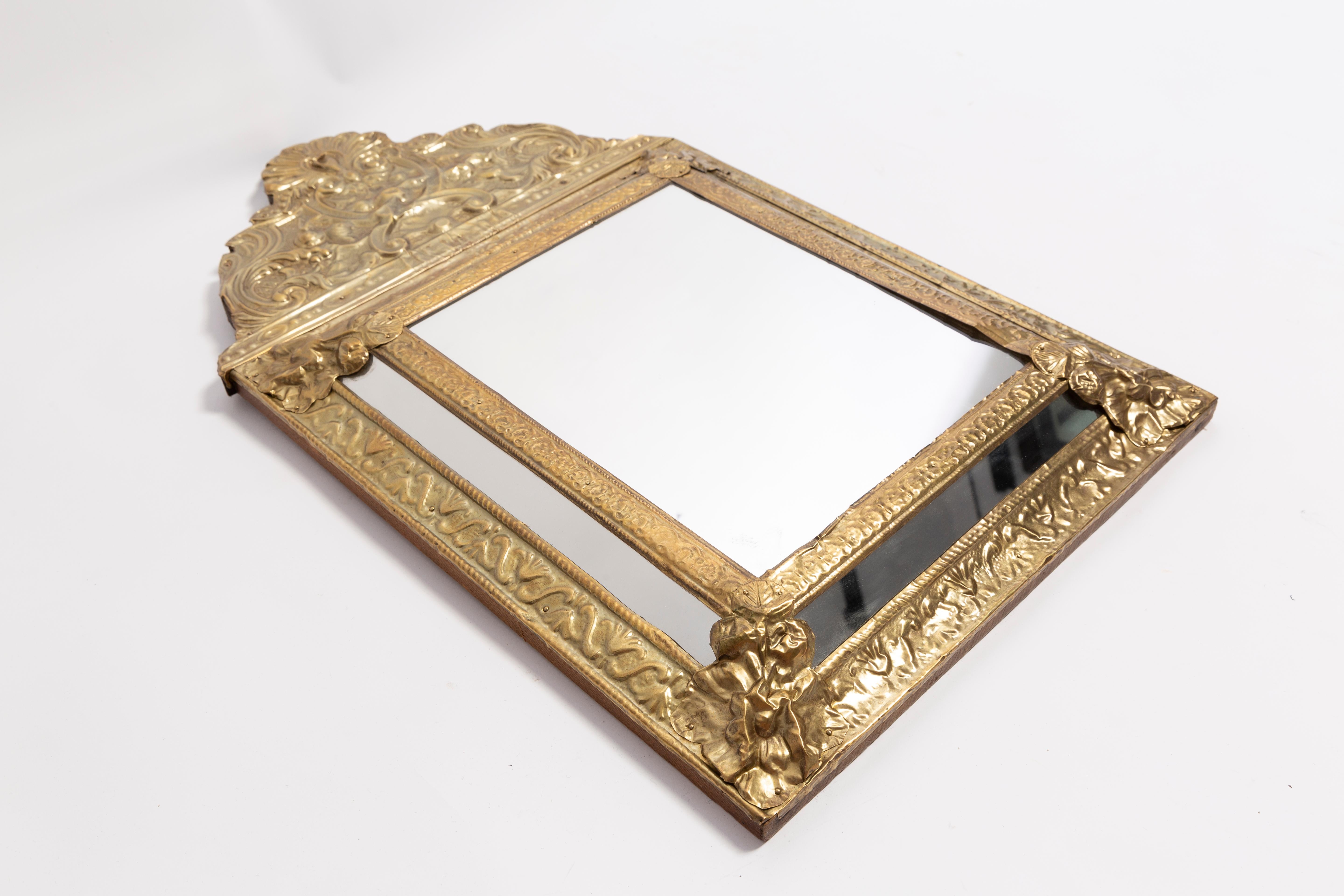 Vintage Medium Original Mirror in Decorative Metal Frame, Italy, 1960s For Sale 2