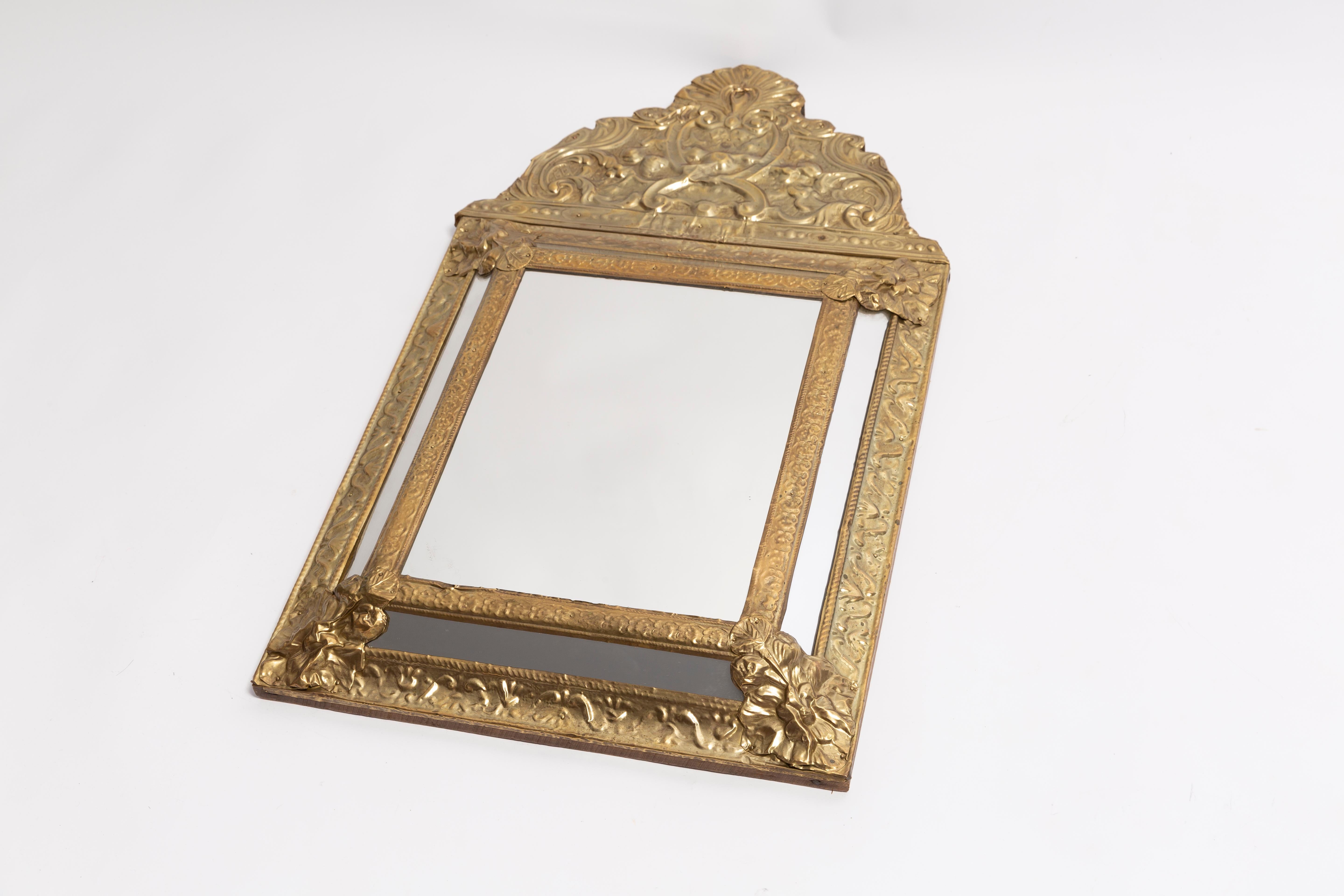 Vintage Medium Original Mirror in Decorative Metal Frame, Italy, 1960s For Sale 3