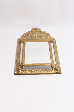 Vintage Medium Original Mirror in Decorative Metal Frame, Italy, 1960s