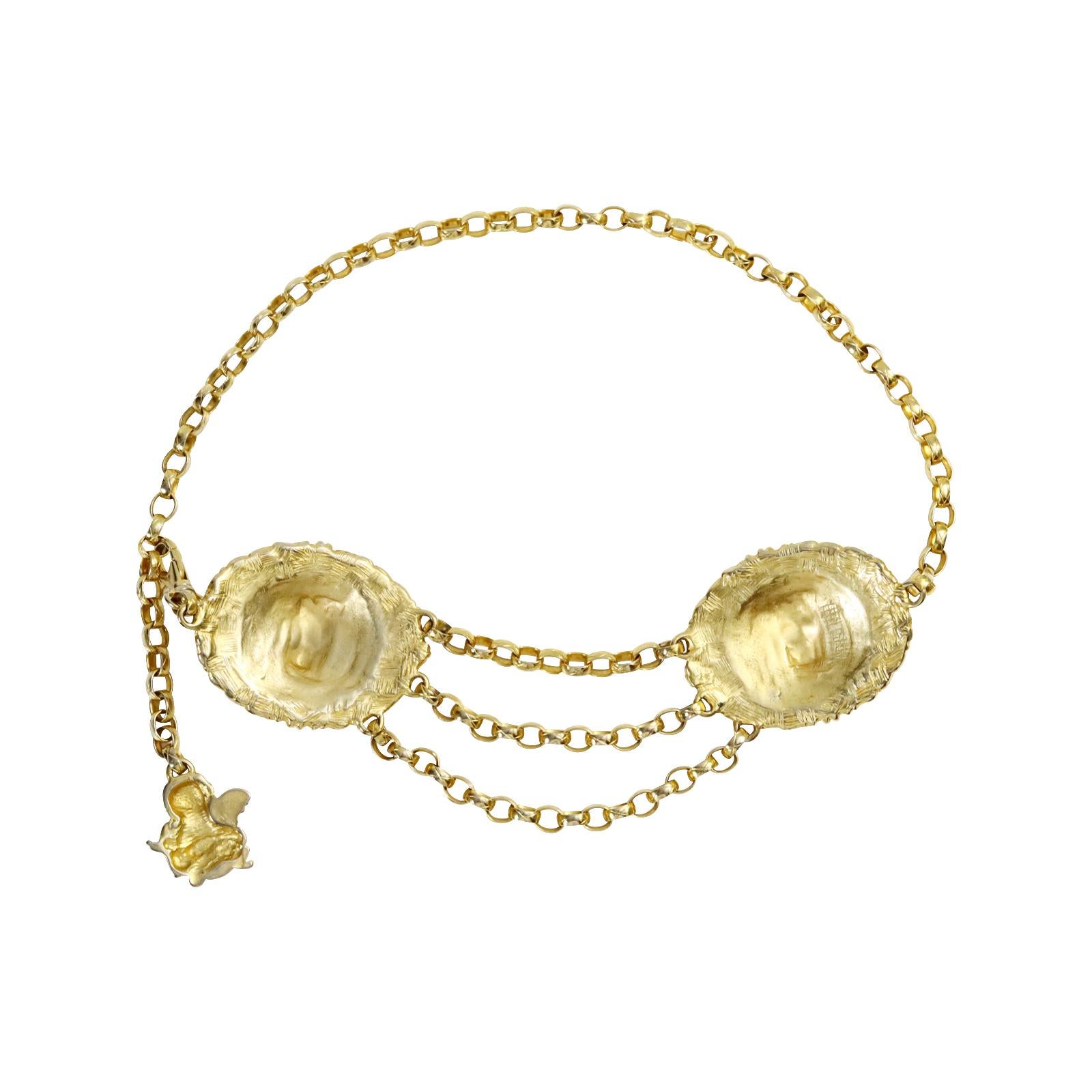Vintage Medusa Face Double Medallion Hangling Link Belt en vente 4
