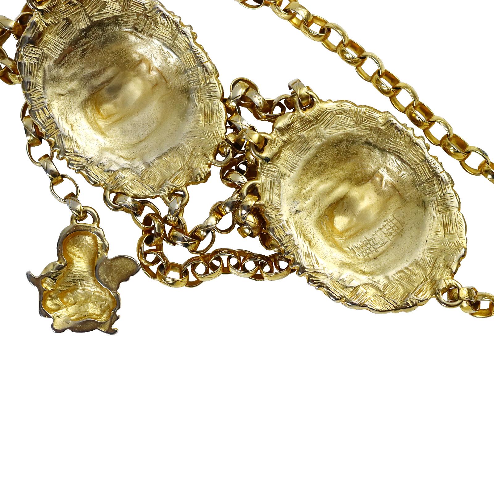 Vintage Medusa Face Double Medallion Hangling Link Belt en vente 5