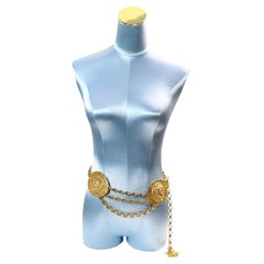 Vintage Medusa Face Double Medallion Hangling Link Belt