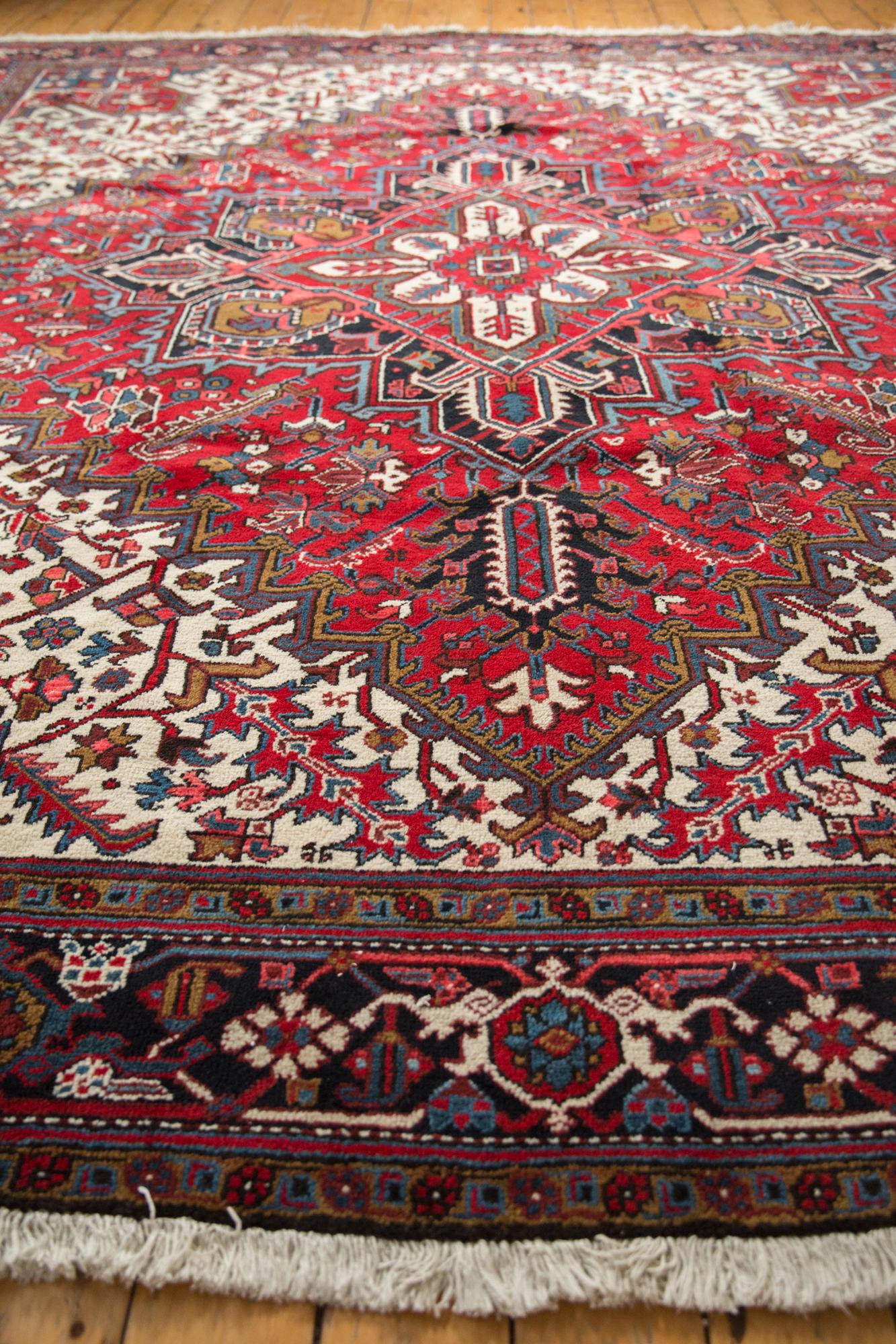 Hand-Knotted Vintage Mehrivan Square Carpet For Sale
