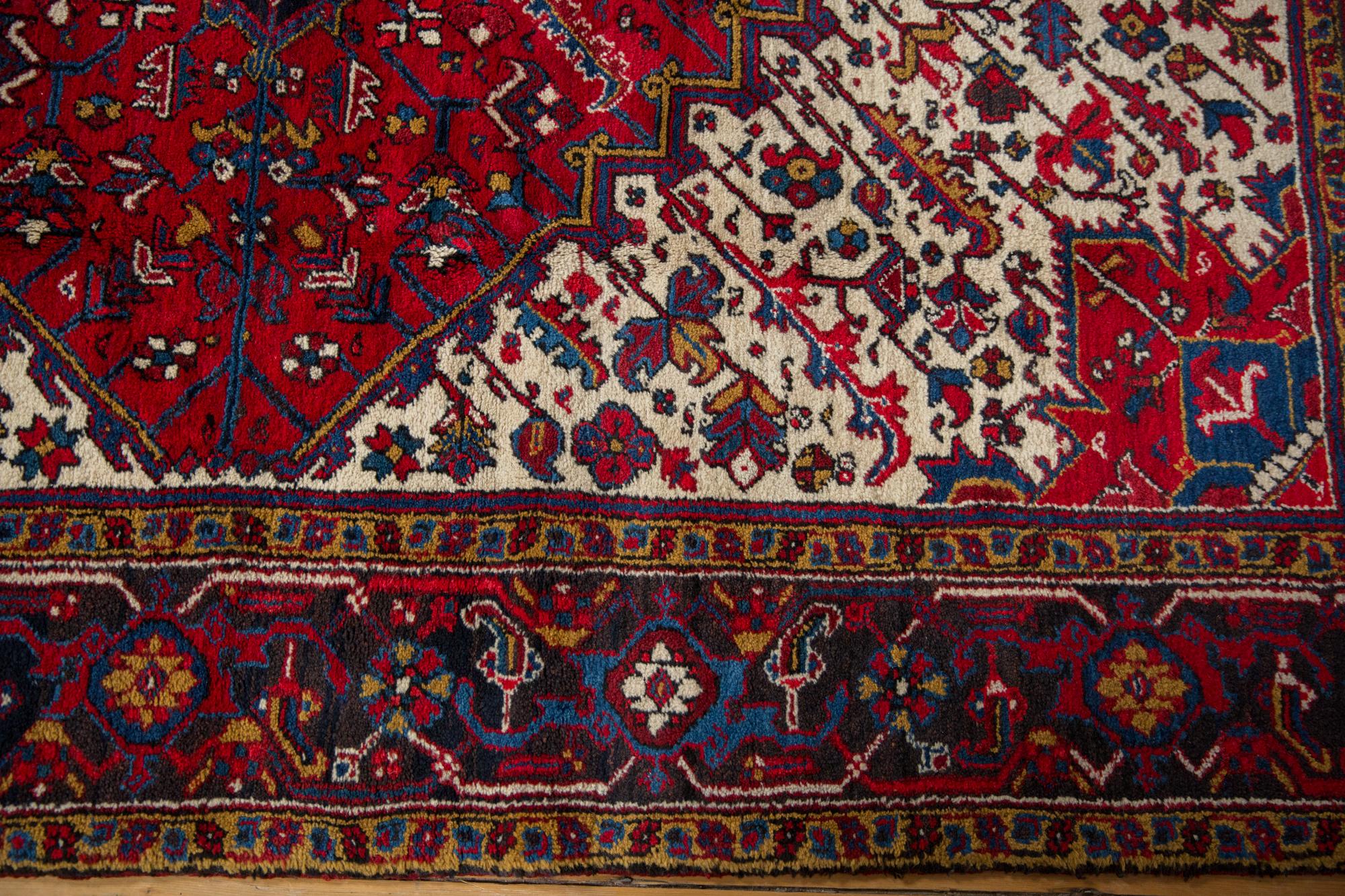 Hand-Knotted Vintage Mehrivan Square Carpet For Sale