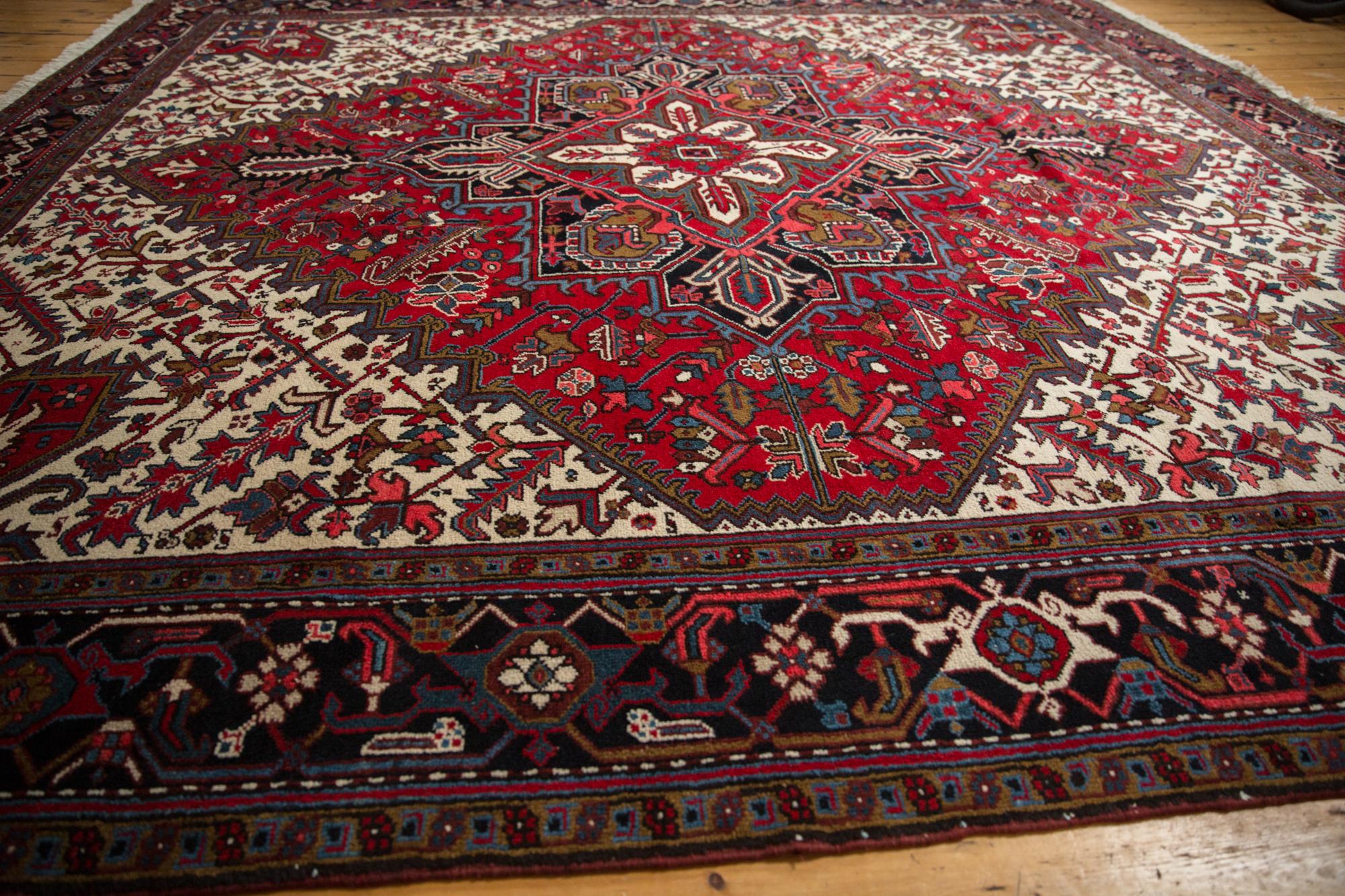 Vintage Mehrivan Square Carpet In Good Condition For Sale In Katonah, NY