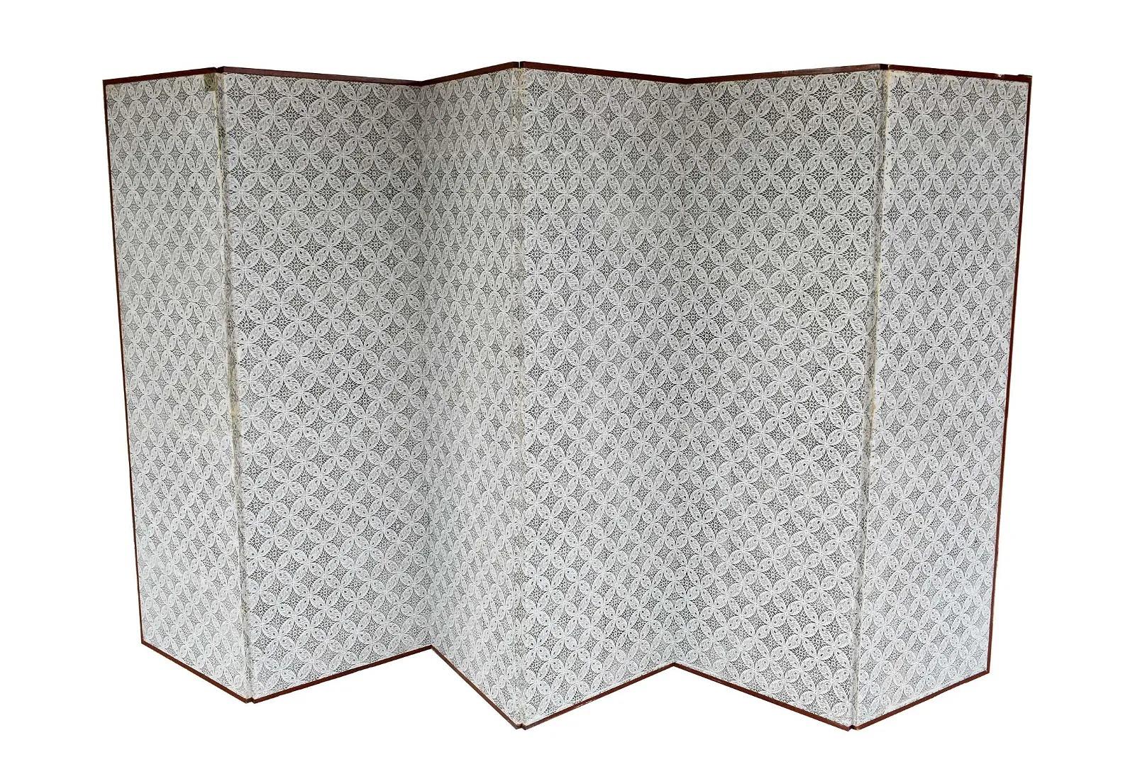 Brass Vintage Meiji Period Six Panel Japanese Folding Screen