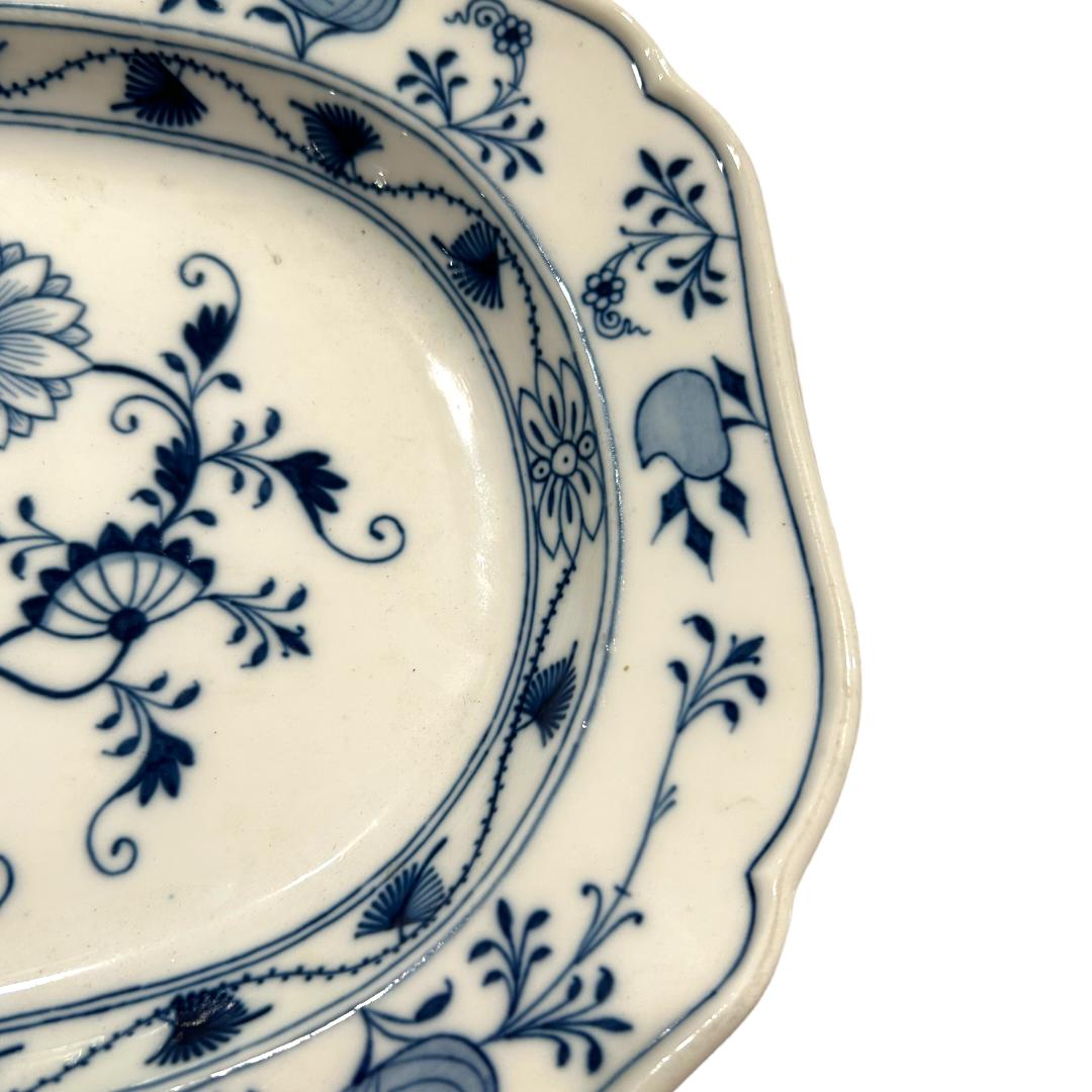 German Vintage Meissen Blue Onion Hand Painted Porcelain Large Platter ~ 13.5” For Sale
