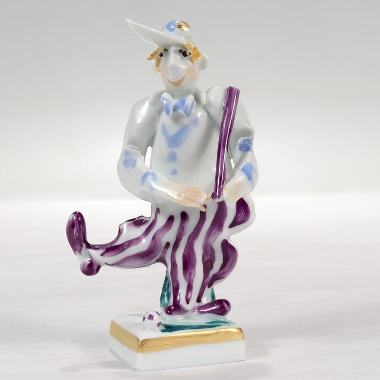 Modern Vintage Meissen Porcelain Golfer or Golfing Figurine by Peter Strang For Sale