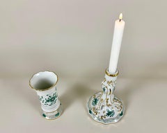 Set di porcellane Meissen Porcelain d'epoca - Vaso e candeliere dorati Eleganza Germania 1950