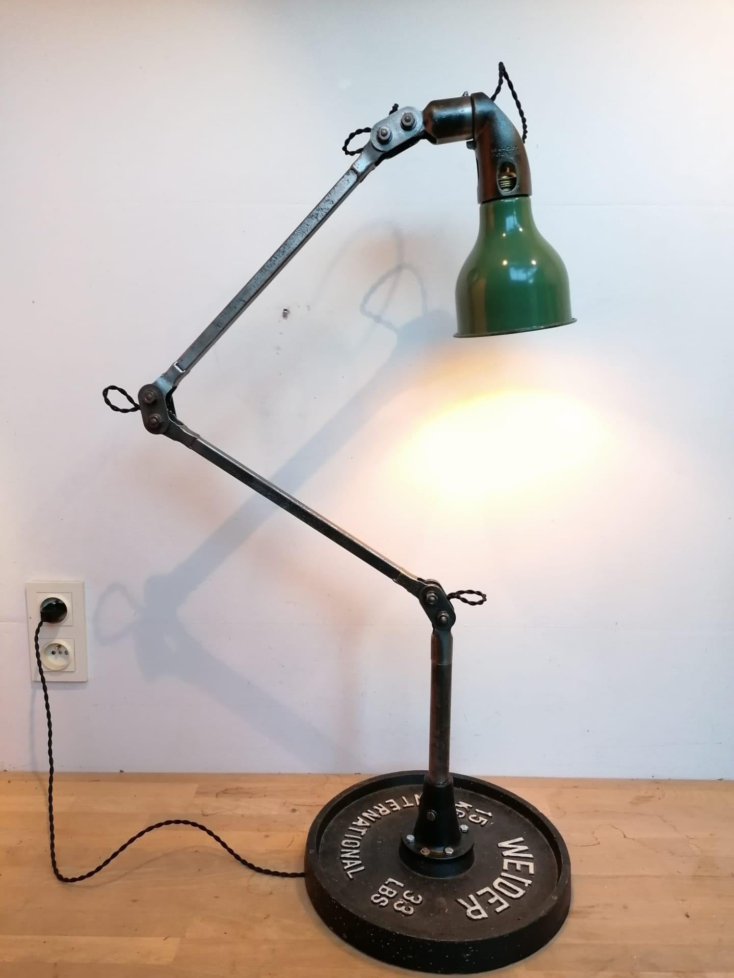 Enamel Vintage Mek Elek Machinist Lamp, 1930s