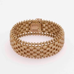 Vintage Rare Mellerio Dits Meller 18 Karat Yellow Gold Tank Rattan Bracelet