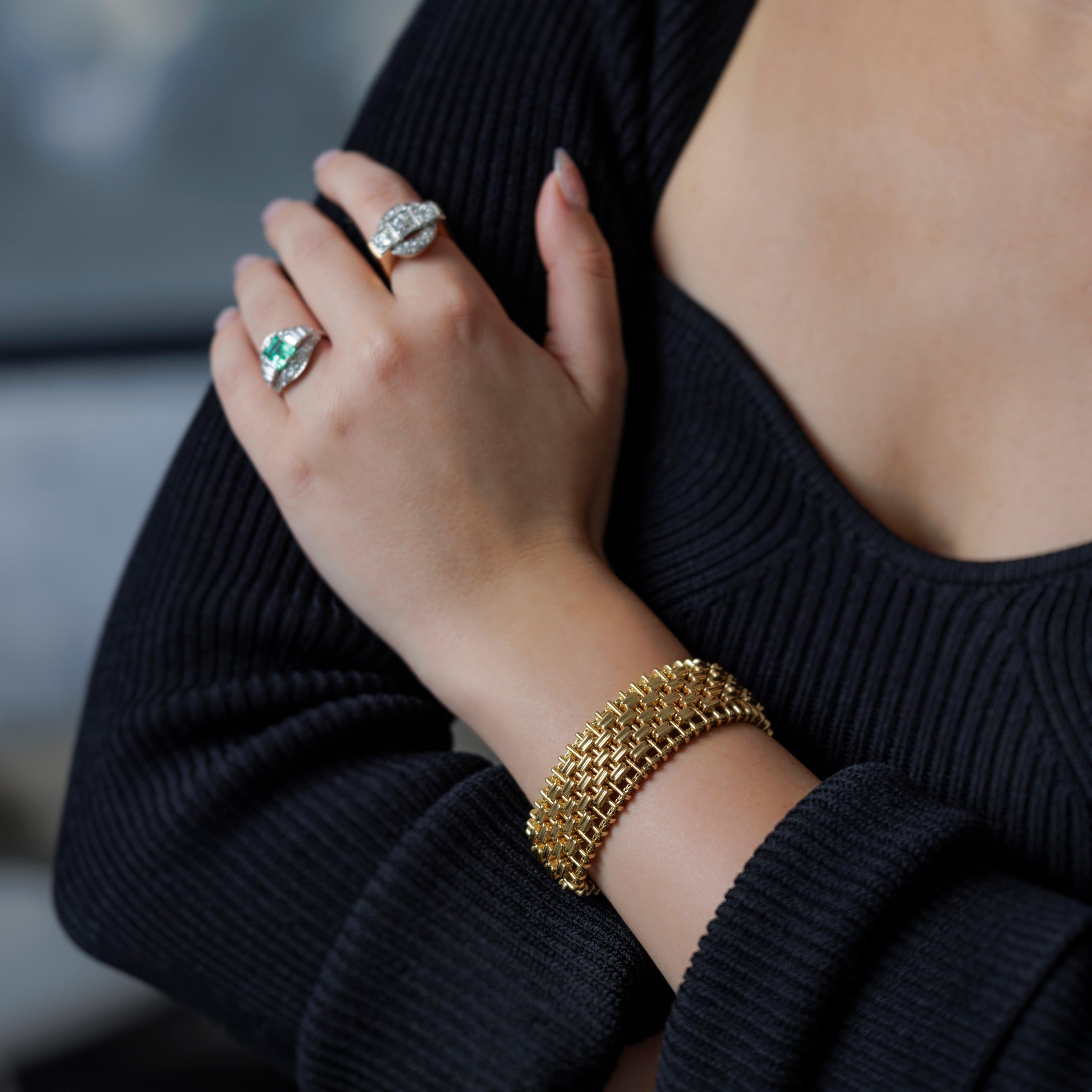 Vintage Mellerio Dits Meller 18 Karat Yellow Gold Tank Bracelet For Sale 2