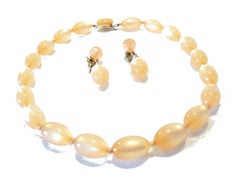 Vintage Melon Drop Demi Parure - Necklace & Earrings - Unsigned - Japan - 1960's