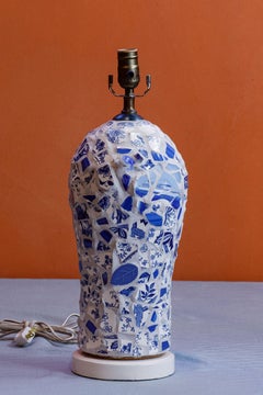 Vintage Blue and White Memory Ware (Broken Plate) Table Lamp