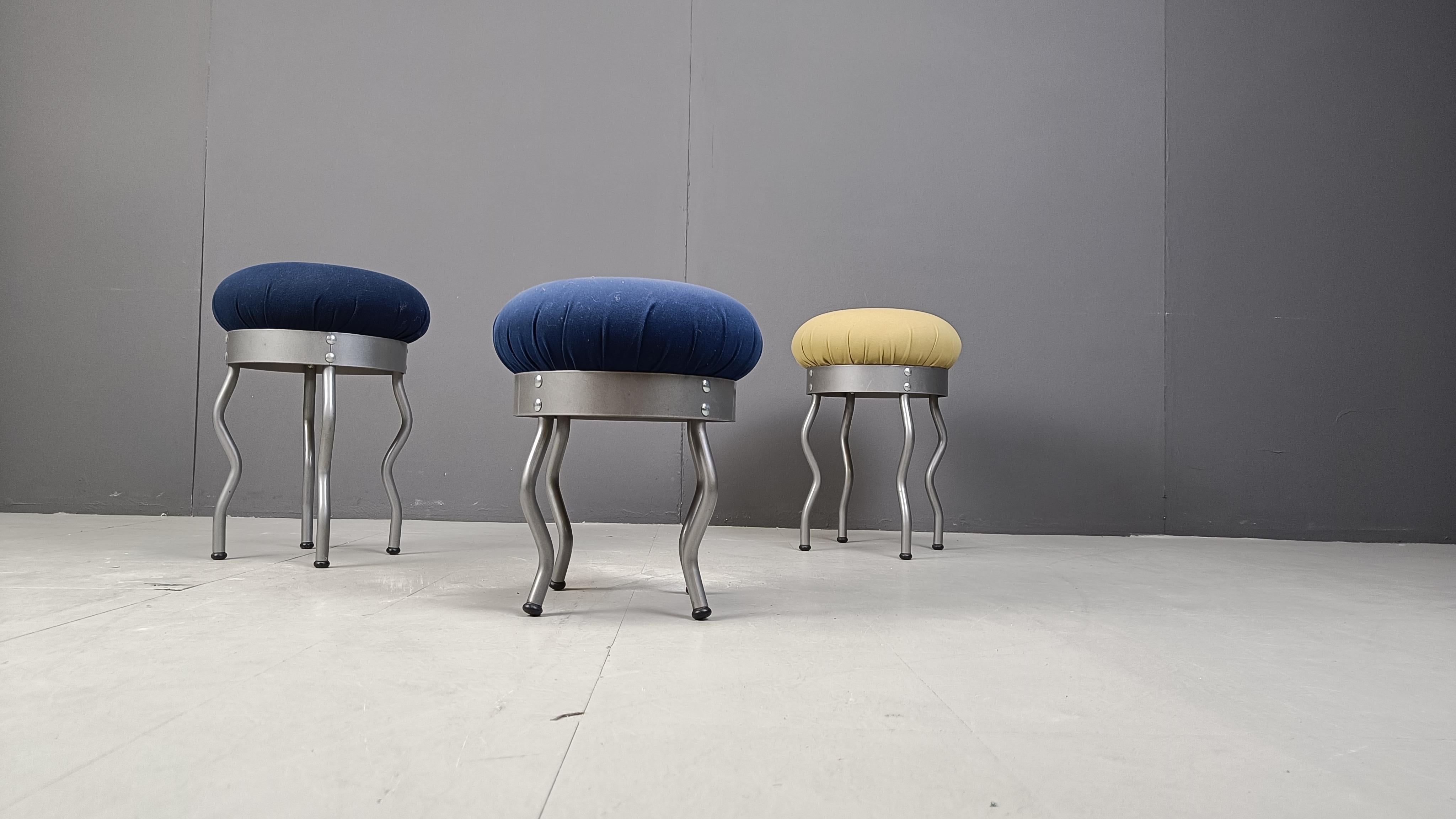 Swedish Vintage Memphis Design Uri Stools by Per Ivar Ledang for IKEA, 1995 - set of 3