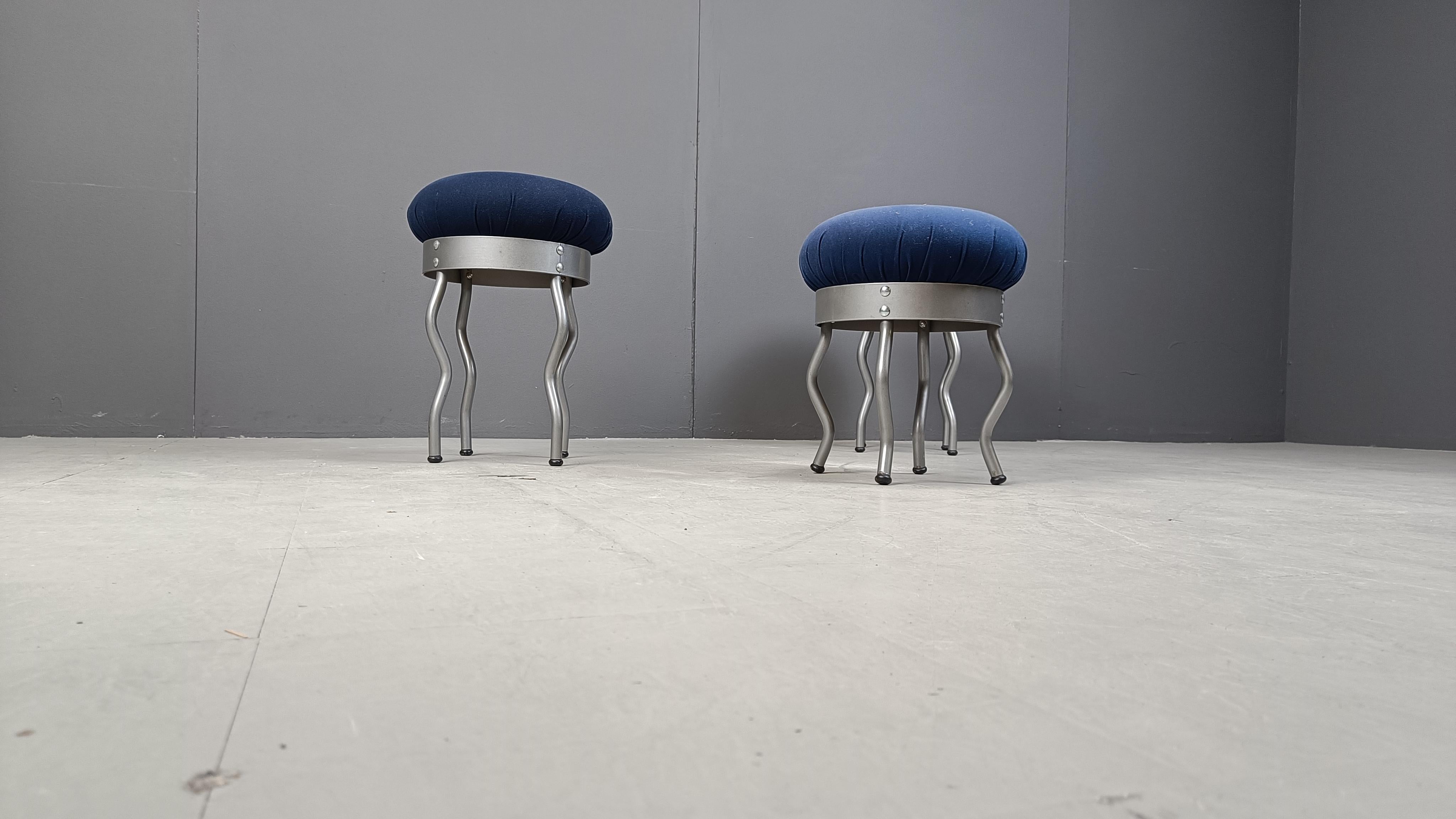 Vintage Memphis Design Uri Stools by Per Ivar Ledang for IKEA, 1995 - set of 3 In Good Condition In Leuven, Vlaams Gewest