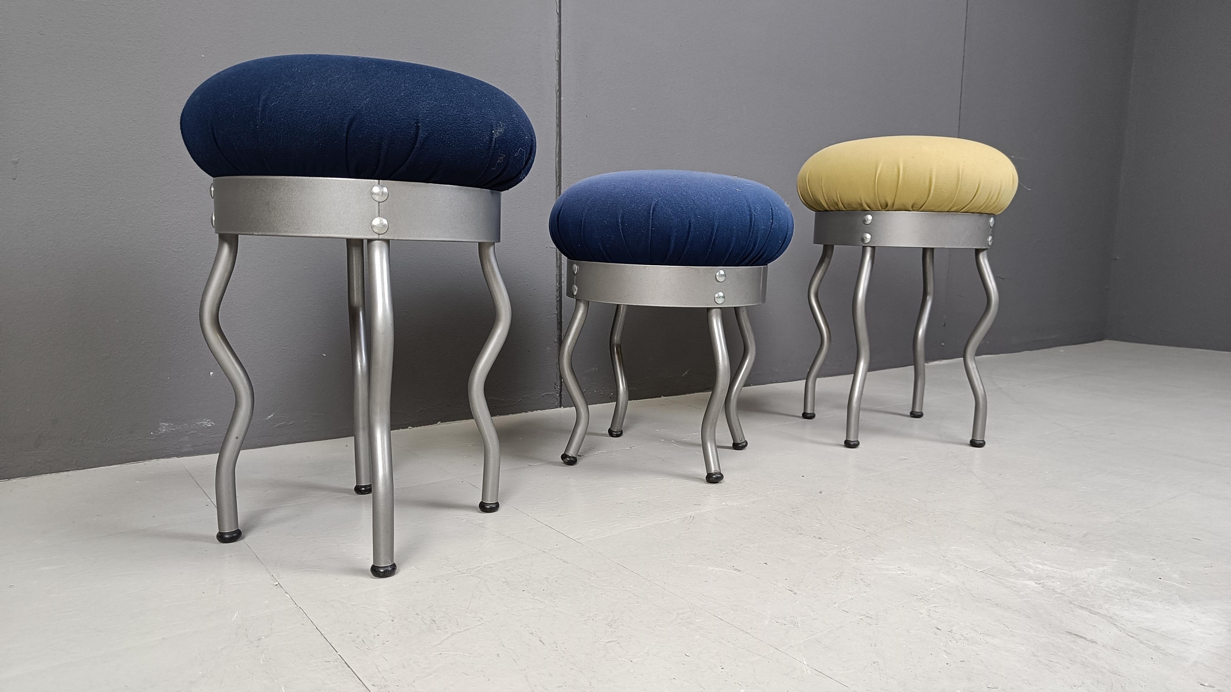 Metal Vintage Memphis Design Uri Stools by Per Ivar Ledang for IKEA, 1995 - set of 3
