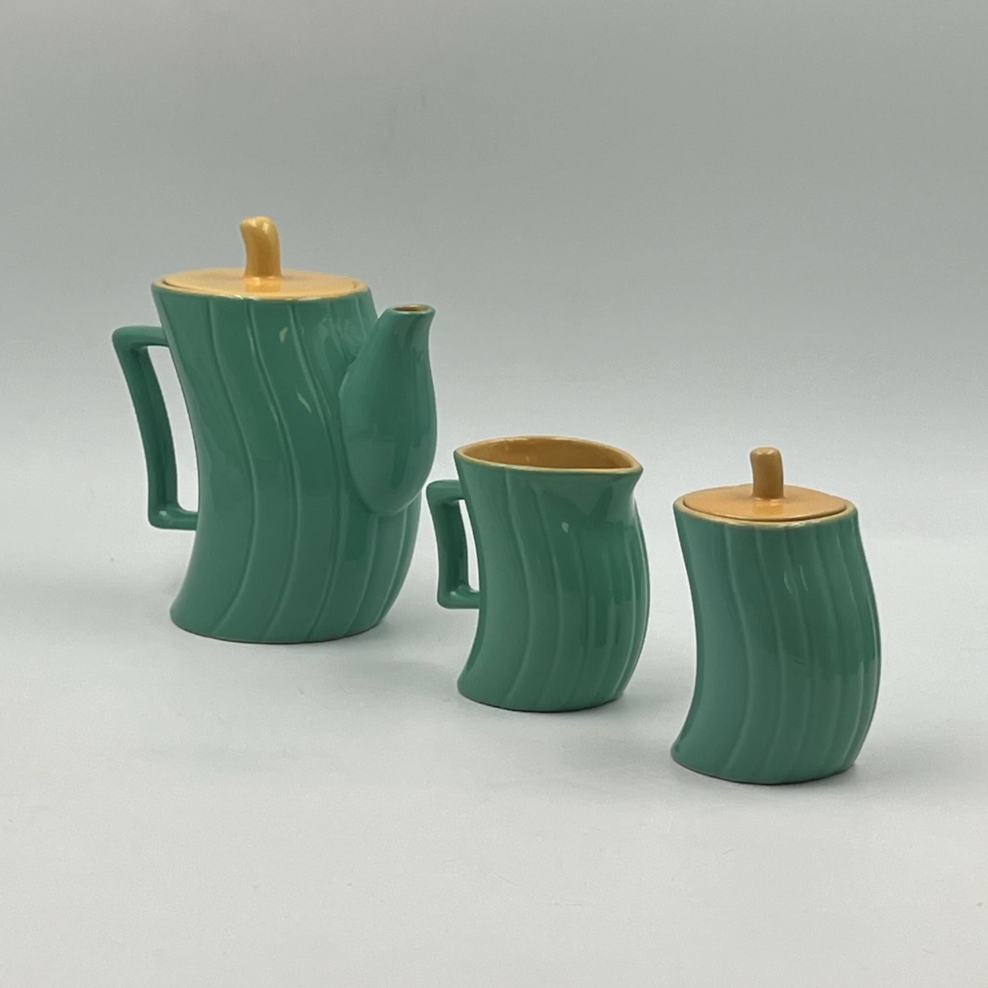 Vintage Memphis Naj Oleari Ceramic Tea Set by Massimo Iosa Ghini - 1980s For Sale 1