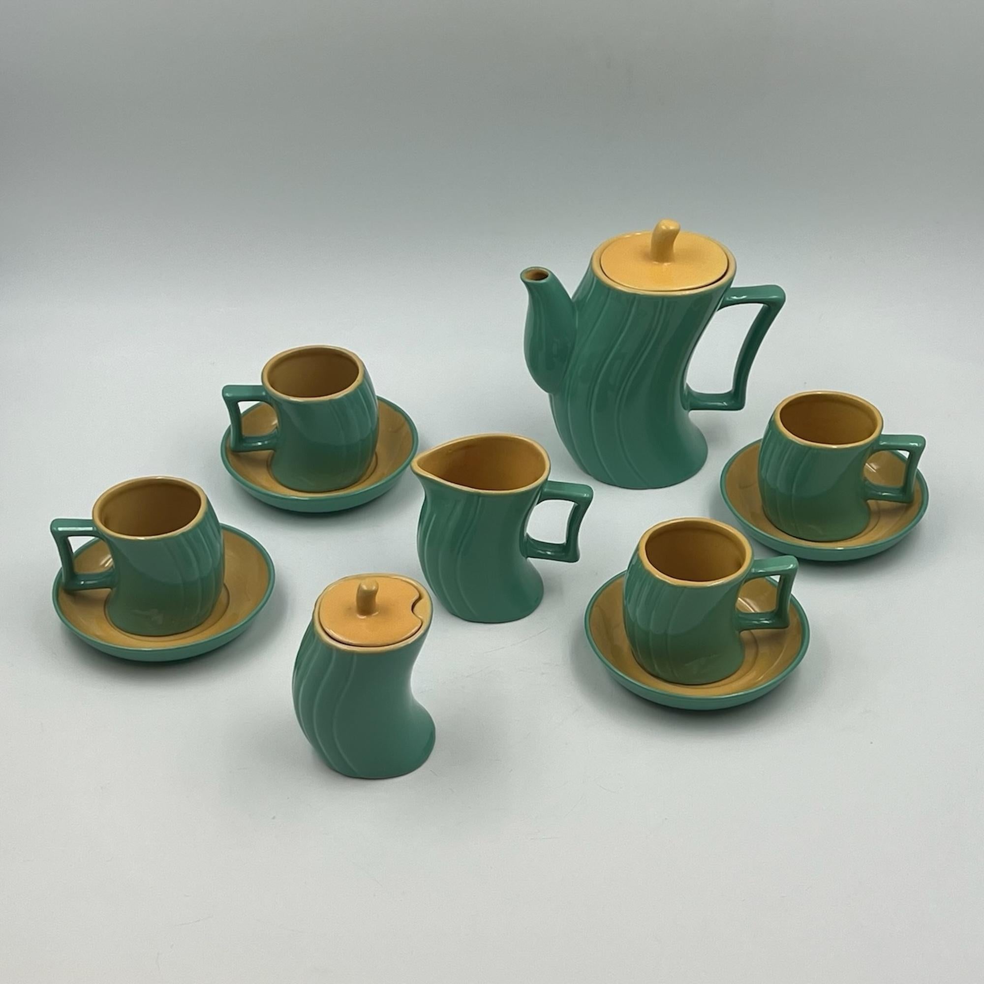 Vintage Memphis Naj Oleari Ceramic Tea Set by Massimo Iosa Ghini - 1980s For Sale 2