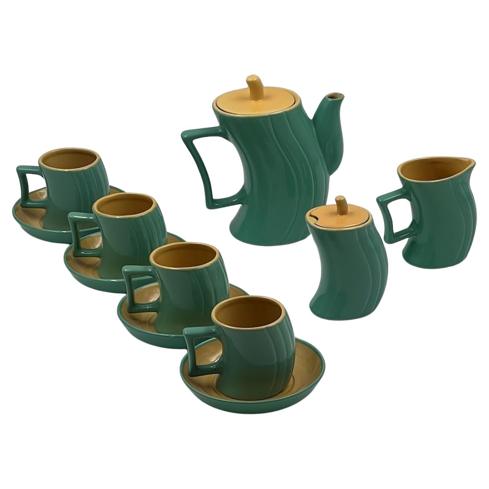 Vintage Memphis Naj Oleari Ceramic Tea Set by Massimo Iosa Ghini - 1980s For Sale