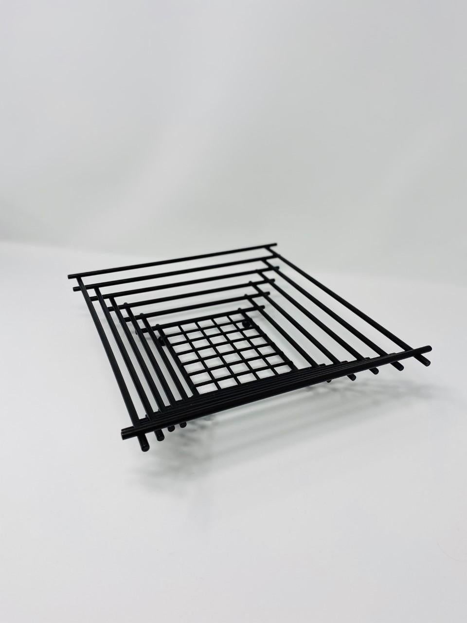 Galvanized Vintage Memphis Sottsass Style Stacked Matte Black Steel Bowl