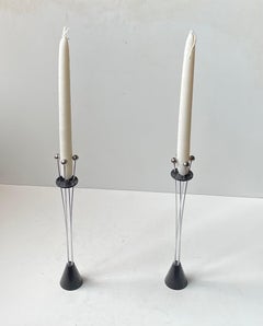 Vintage Memphis Style Adjustable Candleholders, Atomic Design, 1970s