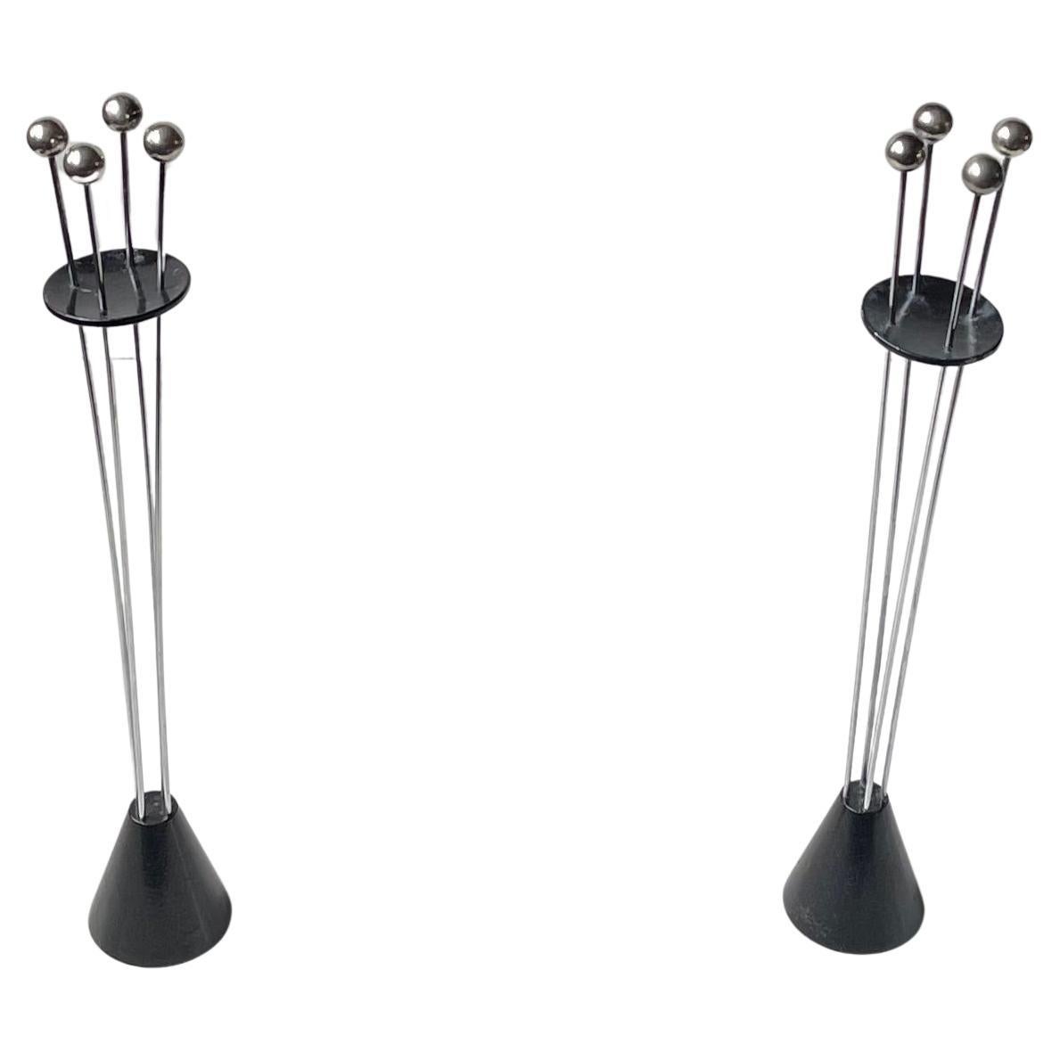 Vintage Memphis Style Adjustable Candleholders, Atomic Design, 1970s