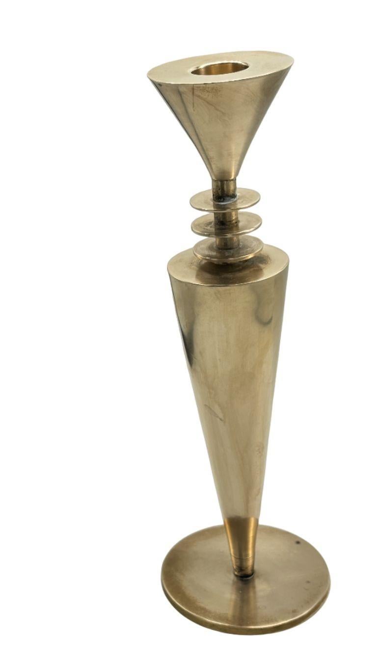 20th Century Vintage Memphis Style Brass Candlestick holder For Sale