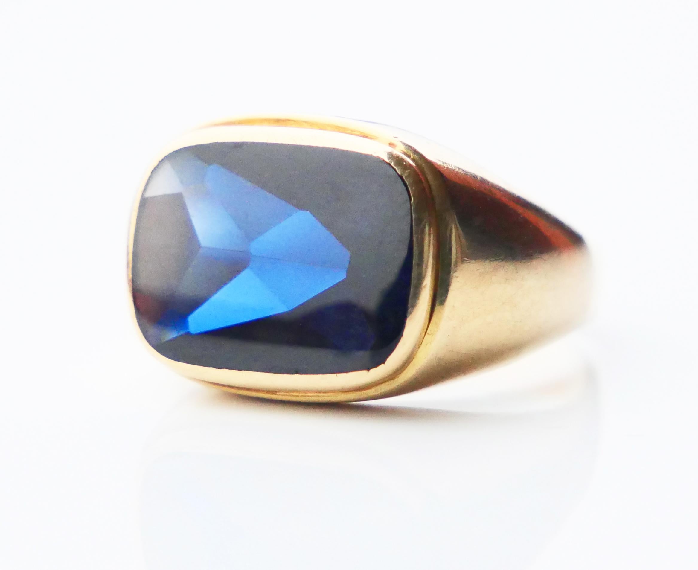 Men's Vintage Men Ring Sapphire solid 14K Gold Ø8.75US / 9.73 gr