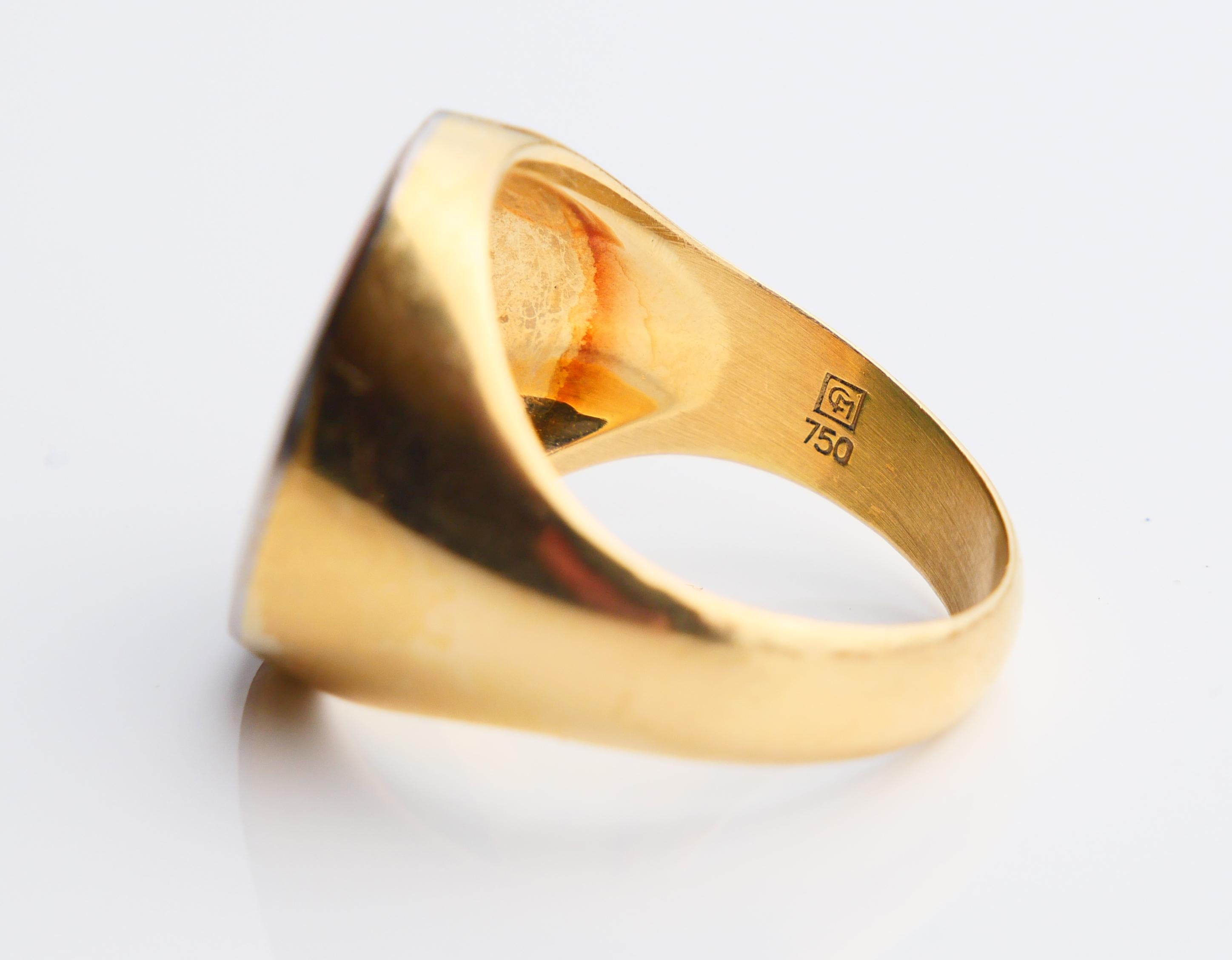 Vintage Herren Siegelring natürlich 11ct. Jade massiv 18K Gold Ø 8.5US / 11.5 gr. im Angebot 10