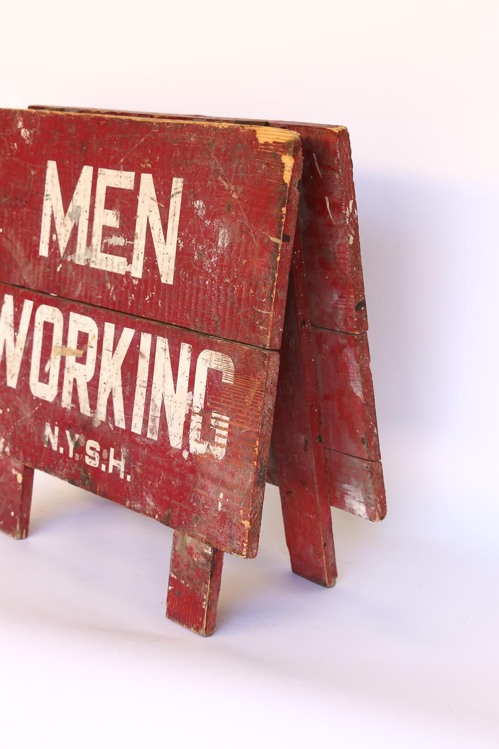 Painted Vintage Men Working Sign