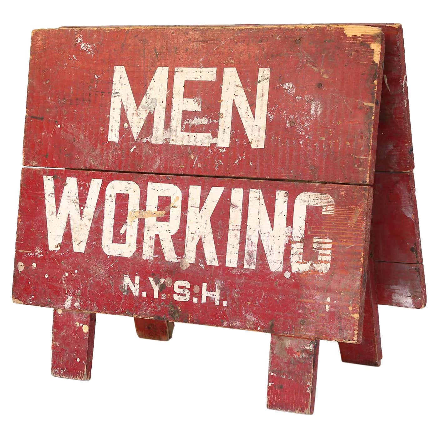 Vintage Men Working Sign at 1stDibs