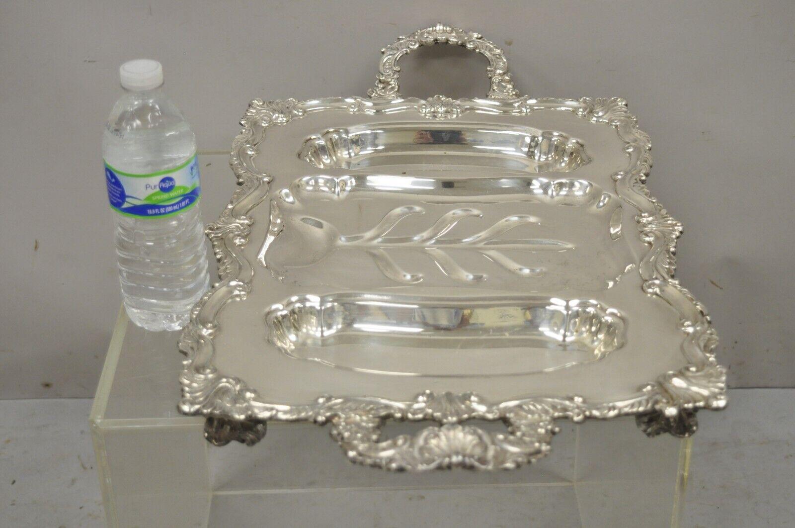 Vintage Meneses Orfebres Spain Regency Style Silver Plate Metal Tray Platter For Sale 6