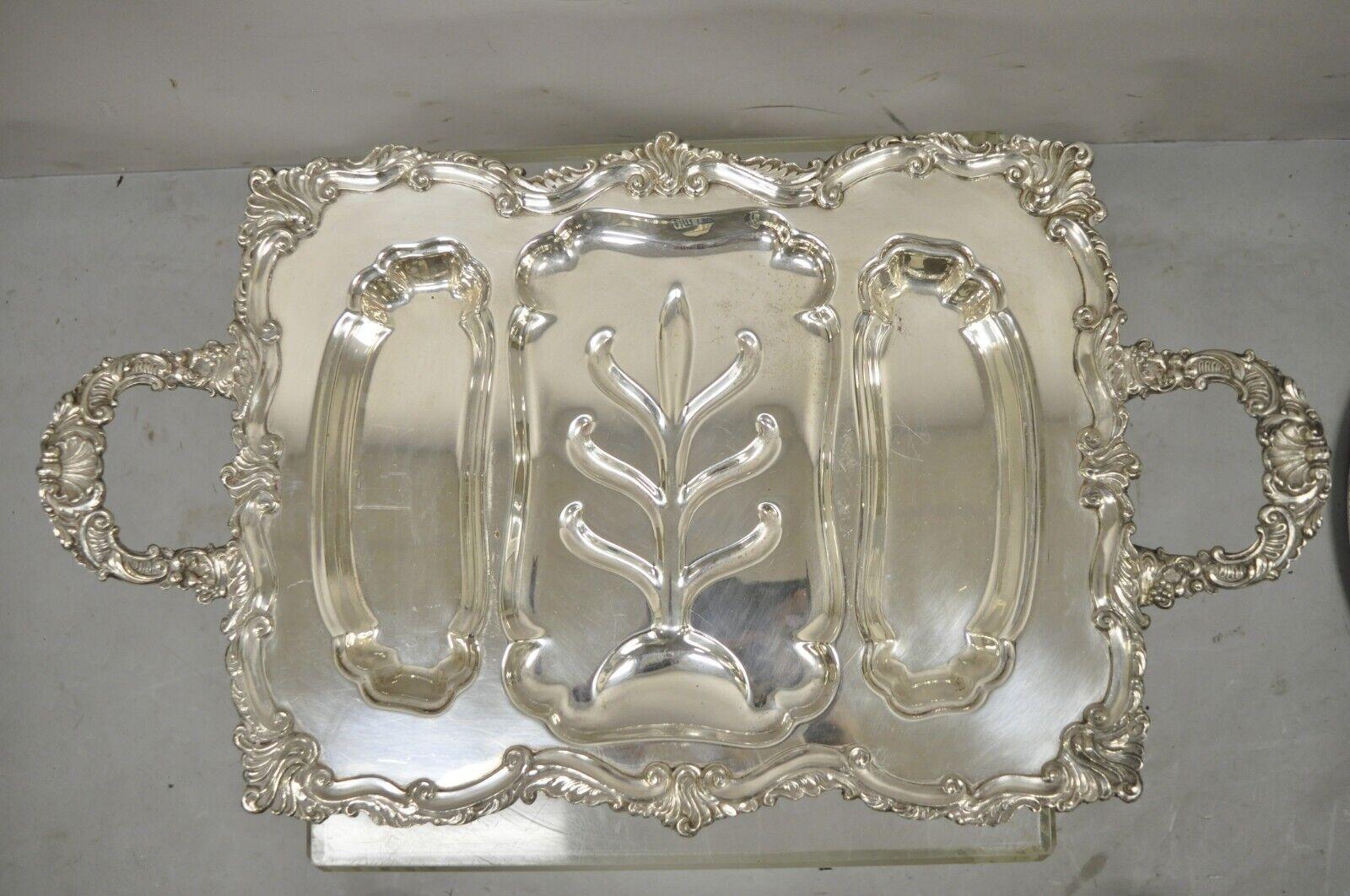 Vintage Meneses Orfebres Spain Regency Style Silver Plate Metal Tray Platter For Sale 7