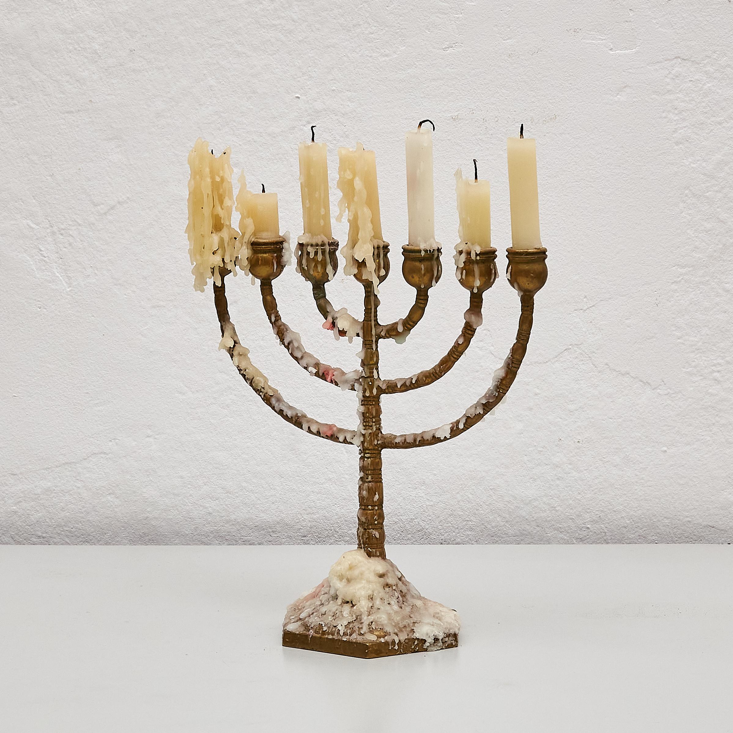 Vintage Menora Candle Holder, circa 1950 In Good Condition In Barcelona, Barcelona