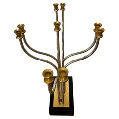 Menorah vintage di Karshi Made in Jerusalem, placcata in oro e argento