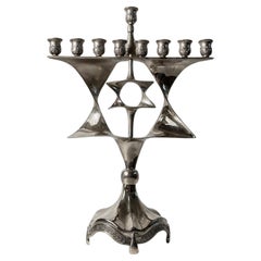 Vintage Menorah Silver Plated for Hanukkah, 1960s