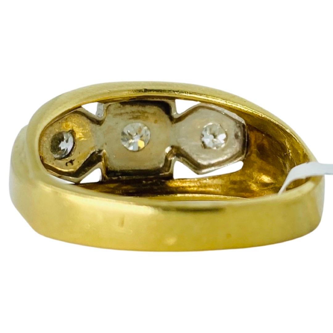 Old Mine Cut Vintage Men’s 0.60tcw 3-Stone Old Mine Diamond Ring 18k Gold For Sale