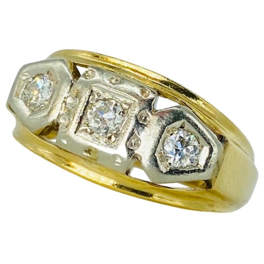 Vintage Men's 0.60tcw 3-Stein Old Mine Diamantring 18k Gold