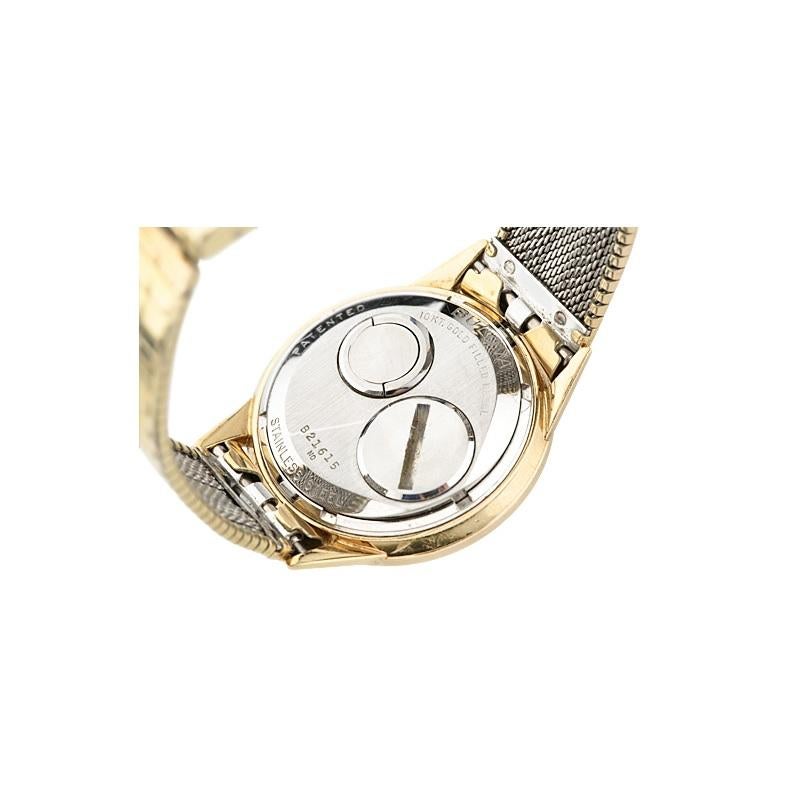 Modern Vintage Men's 10k Gold-Filled Bulova Accutron Watch Movement 214 w/ Original Box For Sale
