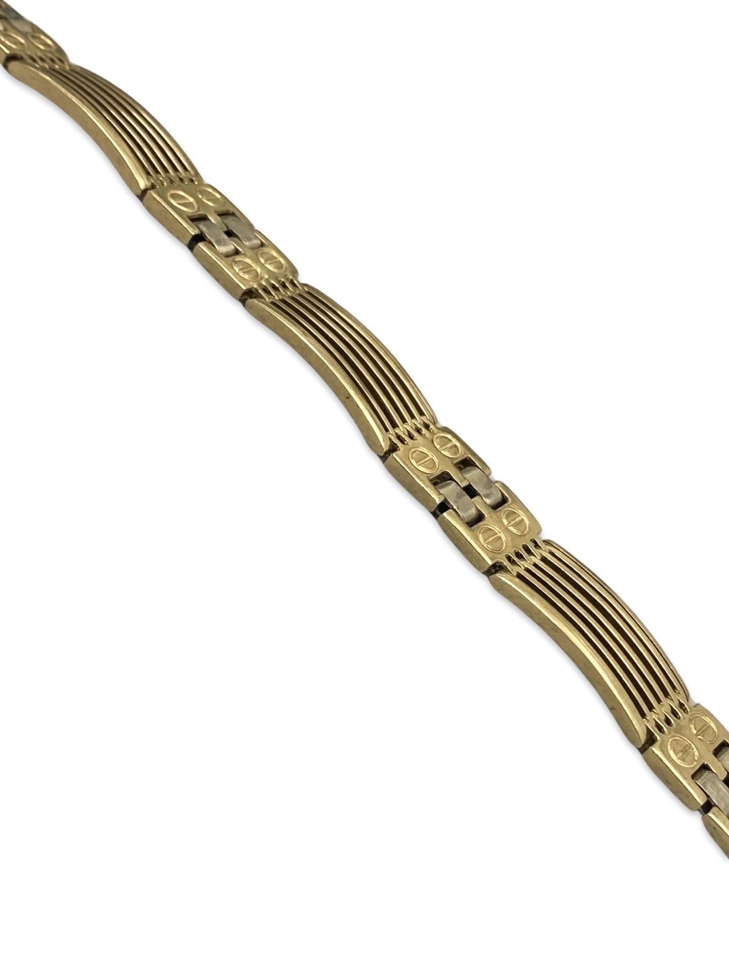 Men's Vintage Men’s 10mm Fancy Screw Design Bracelet 14k Gold 8.5 Inch  For Sale