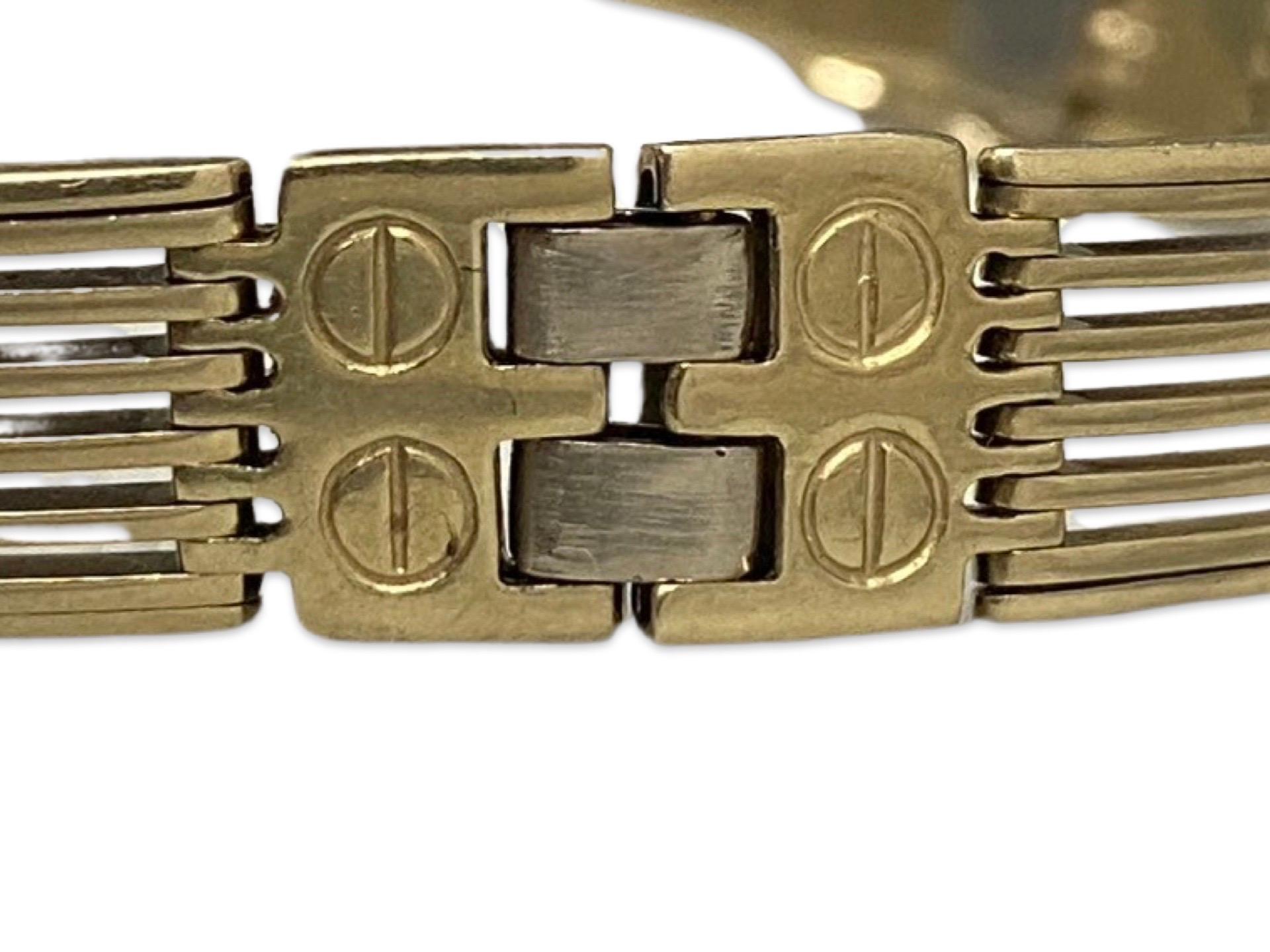 Vintage Men’s 10mm Fancy Screw Design Bracelet 14k Gold 8.5 Inch  For Sale 2
