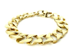 Vintage Men’s Brushed Squared Fancy Cuban Link Bracelet 14k Gold